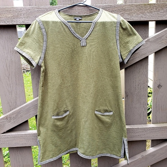 Hannah Tops - Hannah Brand Womens Olive Green Tunic Short Sleeve